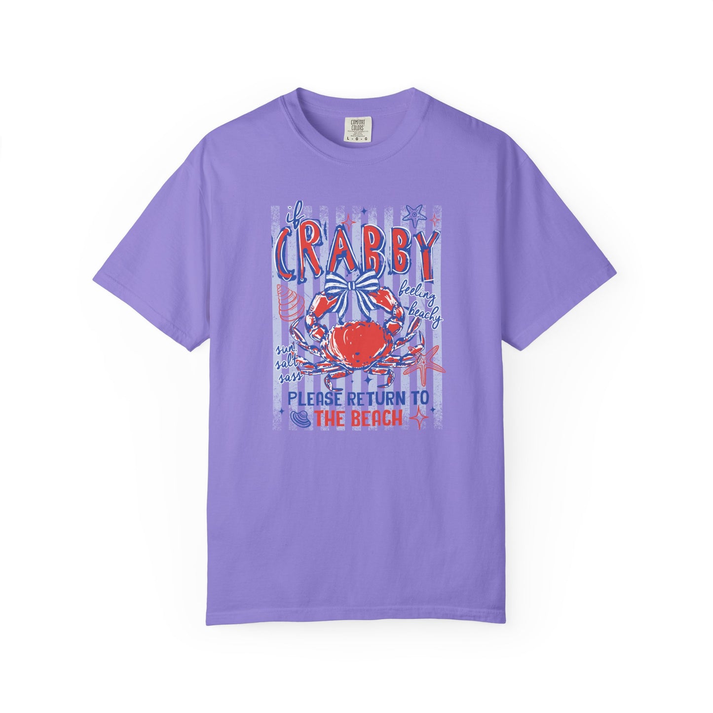 Crabby Beach T-Shirt — "Please Return to the Beach" Coastal Graphic Tee - Comfort Colors
