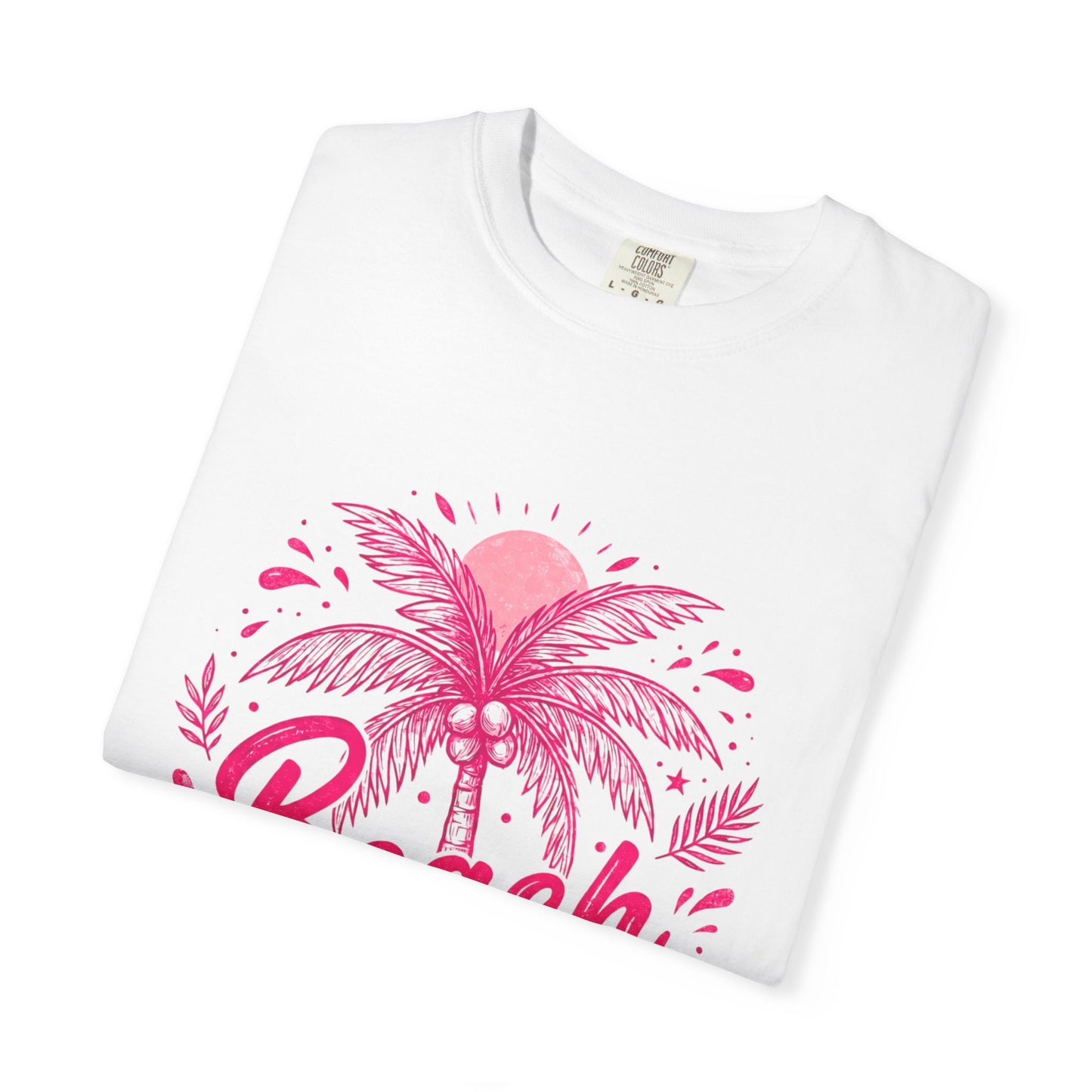 Beach Palm T-Shirt — Pink Tropical Vacation Tee - Comfort Colors