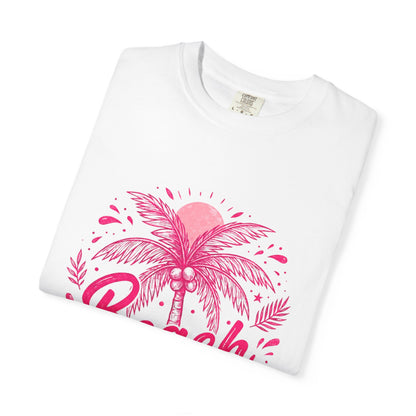 Beach Palm T-Shirt — Pink Tropical Vacation Tee - Comfort Colors