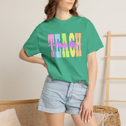 Peace Vibes Rainbow Graphic T-Shirt — 'Peace Out' Retro Stripe Tee - Comfort Colors