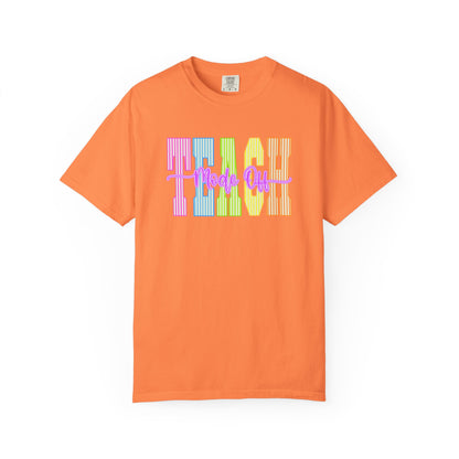 Peace Vibes Rainbow Graphic T-Shirt — 'Peace Out' Retro Stripe Tee - Comfort Colors