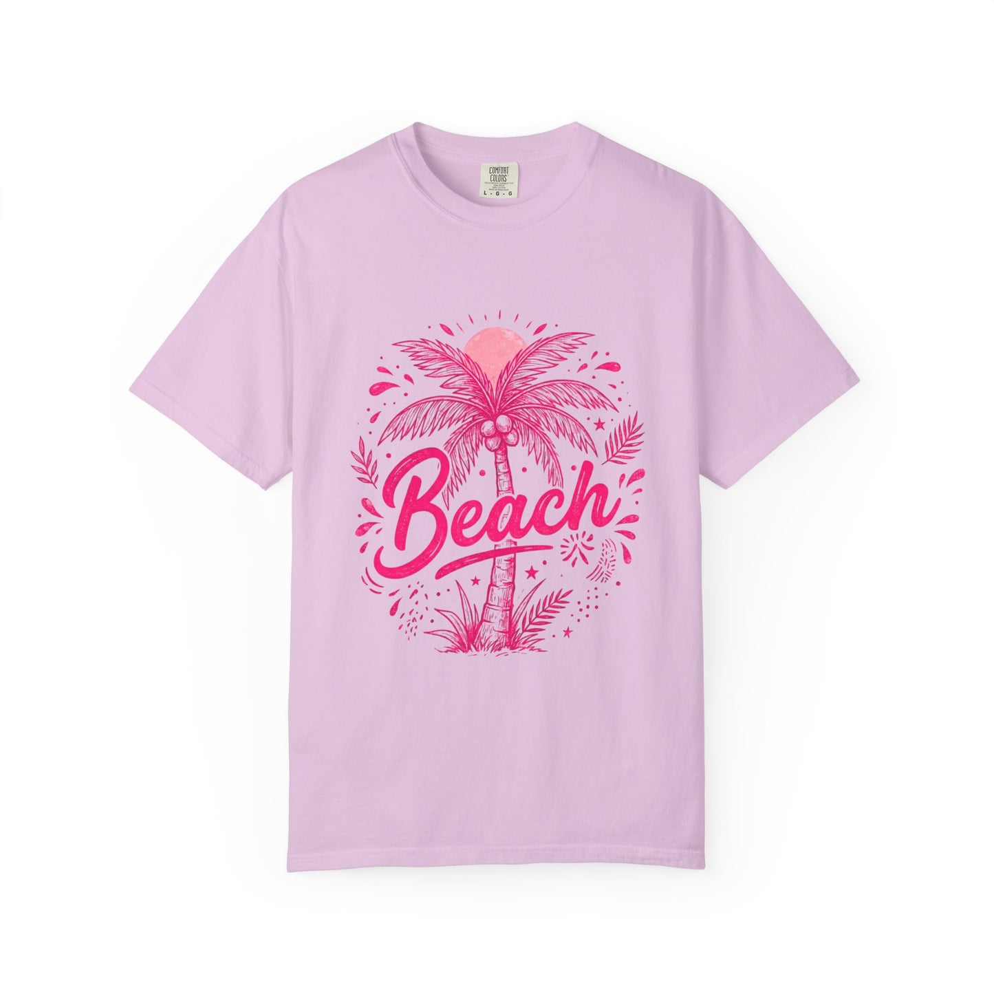 Beach Palm T-Shirt — Pink Tropical Vacation Tee - Comfort Colors
