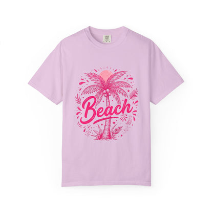 Beach Palm T-Shirt — Pink Tropical Vacation Tee - Comfort Colors