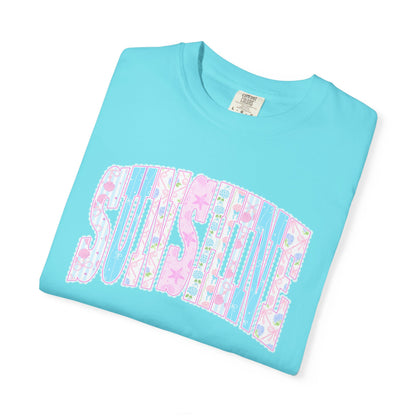 Sunshine Retro Logo T‑Shirt — Pastel Floral Surf Vibes