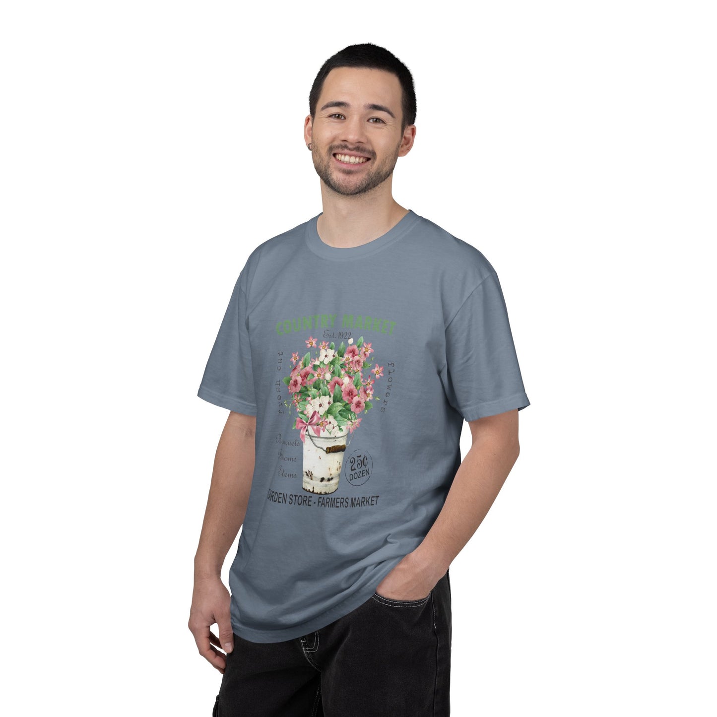 Country Market Floral T-Shirt — Garden Store Farmers Market Bouquet Tee - Comfort Colors