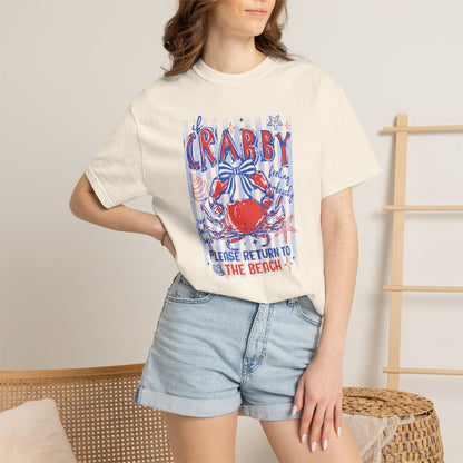 Crabby Beach T-Shirt — "Please Return to the Beach" Coastal Graphic Tee - Comfort Colors