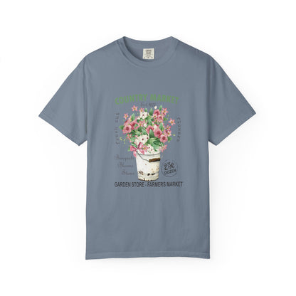 Country Market Floral T-Shirt — Garden Store Farmers Market Bouquet Tee - Comfort Colors