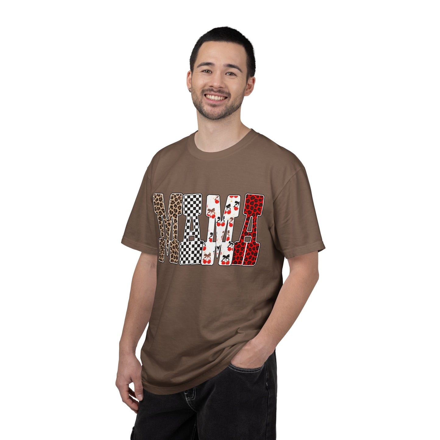 MAMA Leopard, Checkerboard & Cherry Graphic T-Shirt