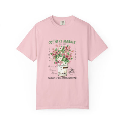 Country Market Floral T-Shirt — Garden Store Farmers Market Bouquet Tee - Comfort Colors