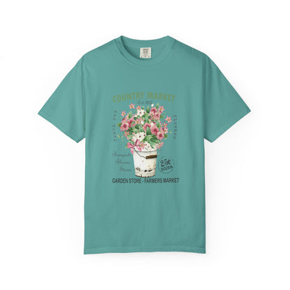 Country Market Floral T-Shirt — Garden Store Farmers Market Bouquet Tee - Comfort Colors
