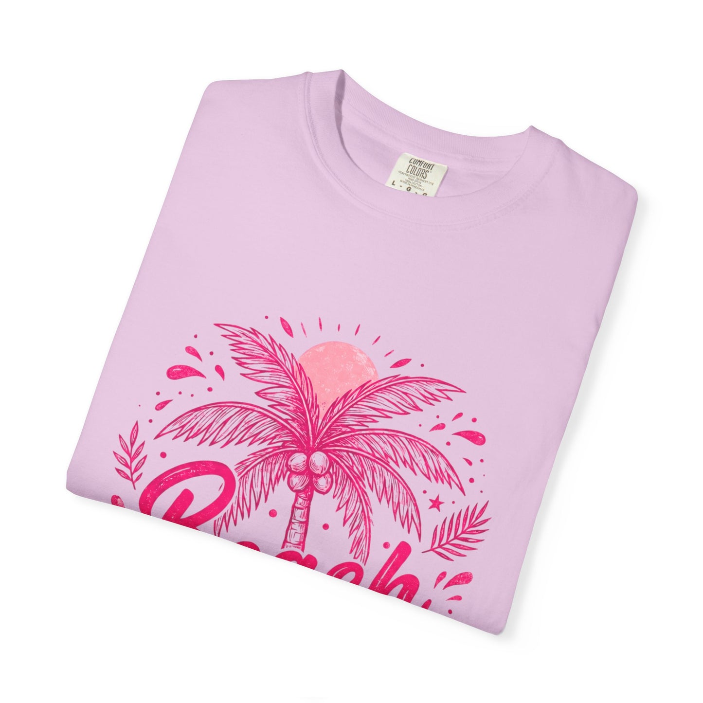Beach Palm T-Shirt — Pink Tropical Vacation Tee - Comfort Colors
