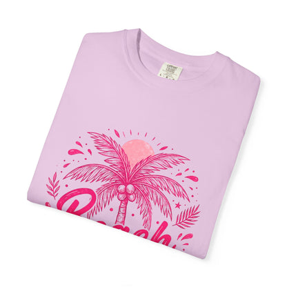 Beach Palm T-Shirt — Pink Tropical Vacation Tee - Comfort Colors