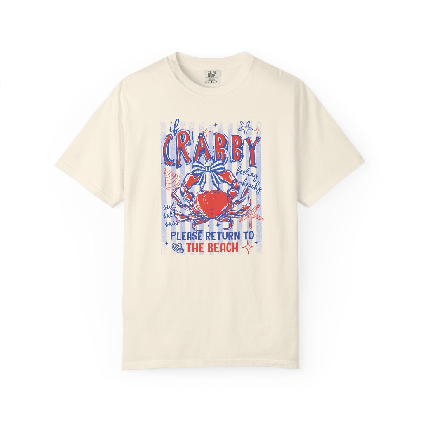 Crabby Beach T-Shirt — "Please Return to the Beach" Coastal Graphic Tee - Comfort Colors