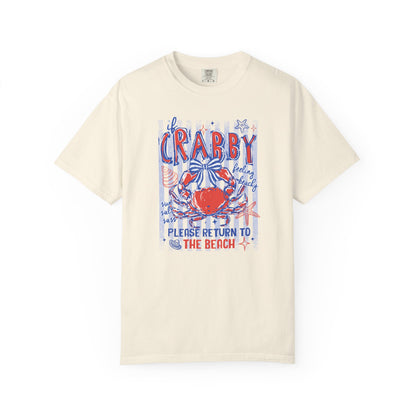 Crabby Beach T-Shirt — "Please Return to the Beach" Coastal Graphic Tee - Comfort Colors
