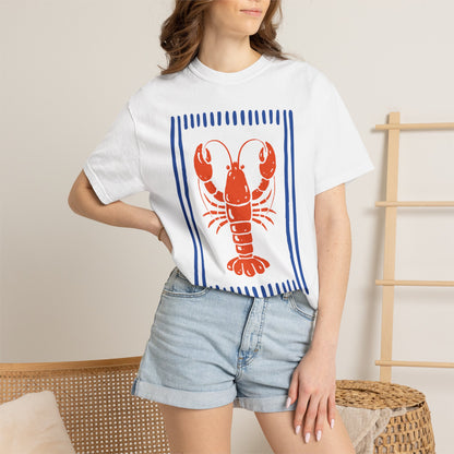 Lobster Block Print T-Shirt — Nautical Summer Tee