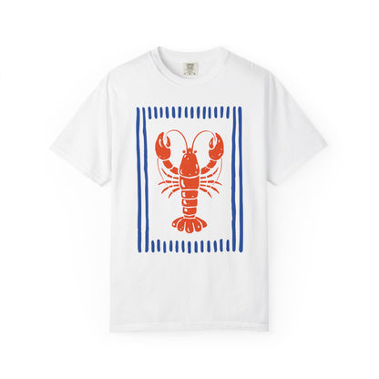Lobster Block Print T-Shirt — Nautical Summer Tee