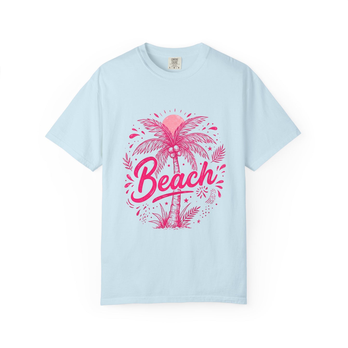 Beach Palm T-Shirt — Pink Tropical Vacation Tee - Comfort Colors