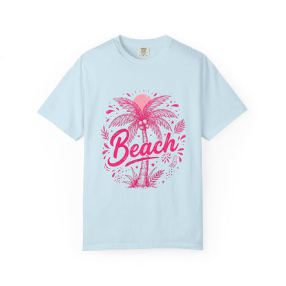 Beach Palm T-Shirt — Pink Tropical Vacation Tee - Comfort Colors