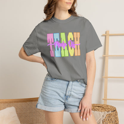 Peace Vibes Rainbow Graphic T-Shirt — 'Peace Out' Retro Stripe Tee - Comfort Colors