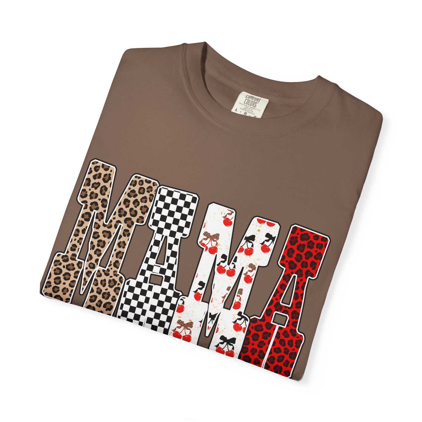 MAMA Leopard, Checkerboard & Cherry Graphic T-Shirt