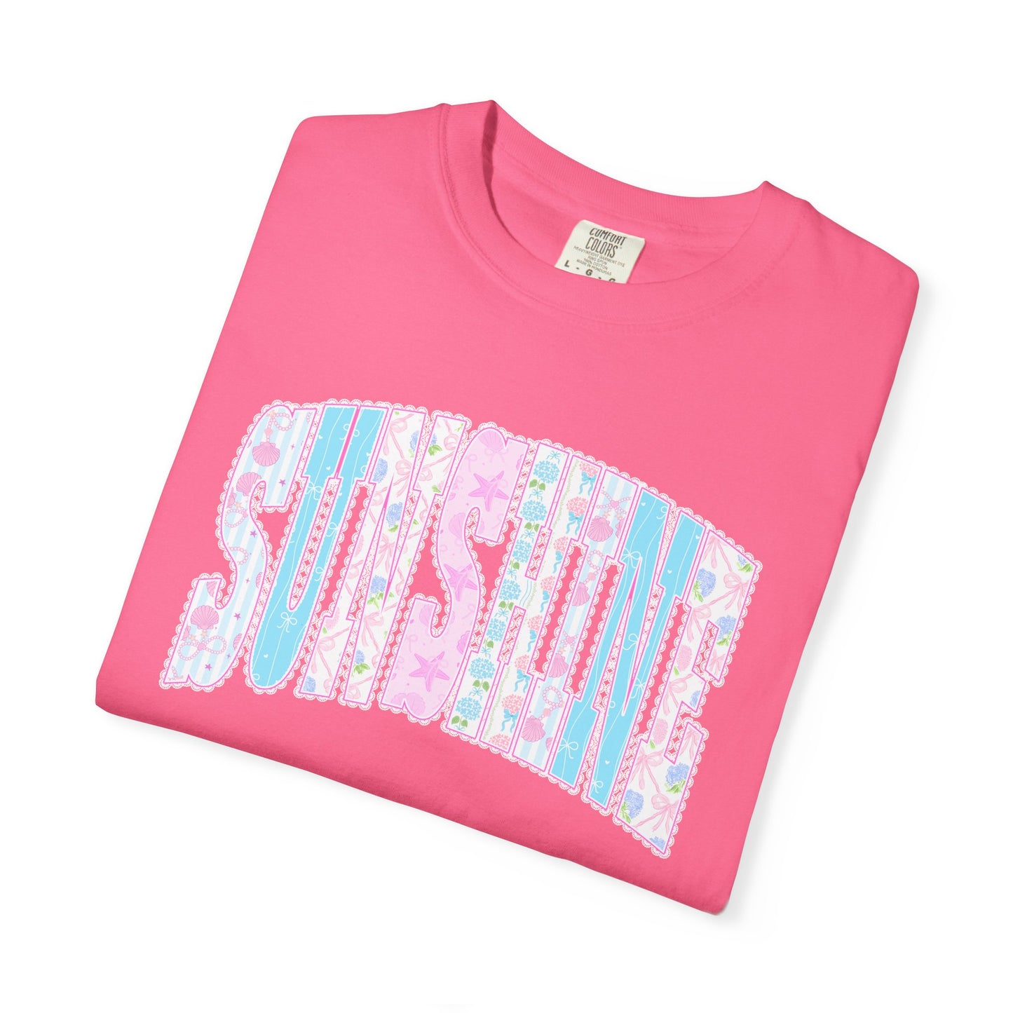 Sunshine Retro Logo T‑Shirt — Pastel Floral Surf Vibes
