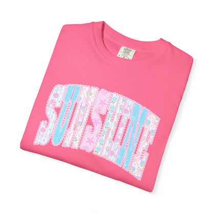 Sunshine Retro Logo T‑Shirt — Pastel Floral Surf Vibes