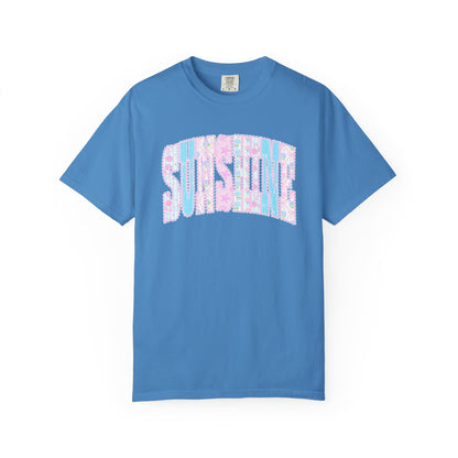 Sunshine Retro Logo T‑Shirt — Pastel Floral Surf Vibes