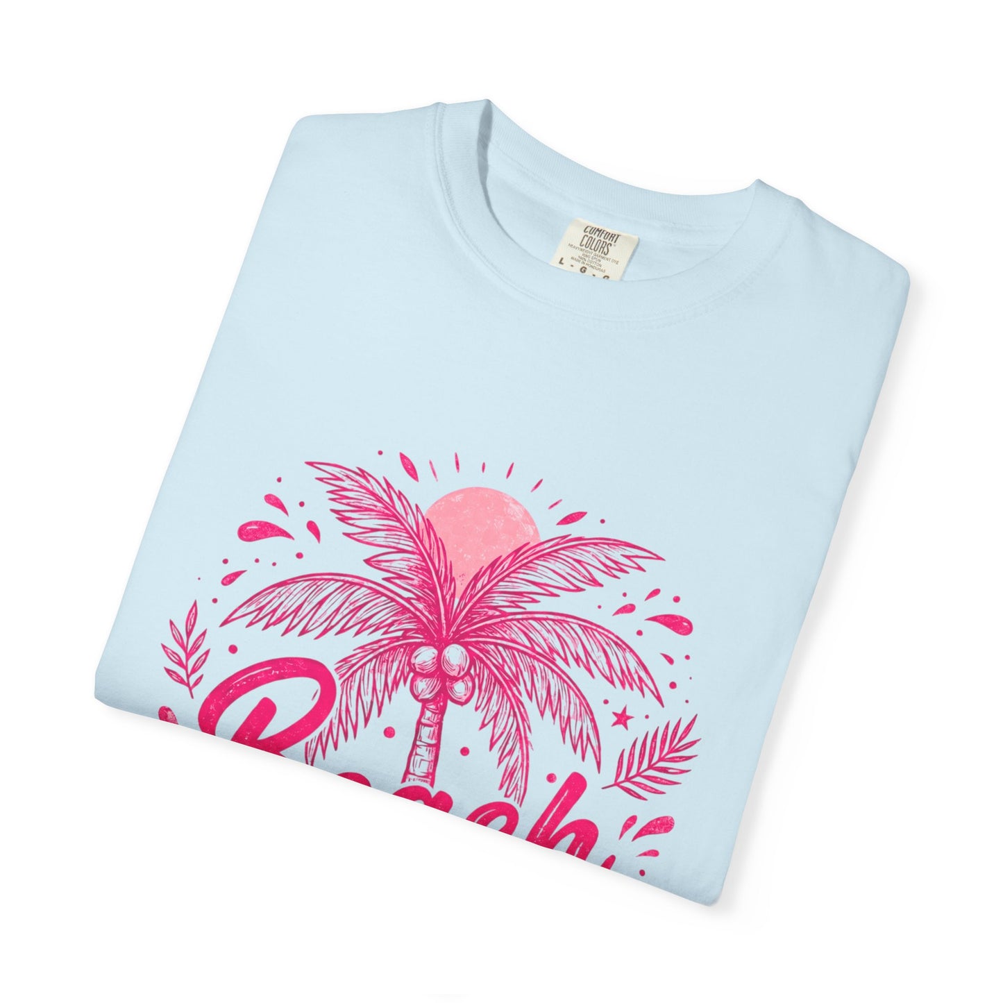 Beach Palm T-Shirt — Pink Tropical Vacation Tee - Comfort Colors