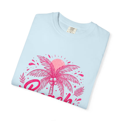 Beach Palm T-Shirt — Pink Tropical Vacation Tee - Comfort Colors
