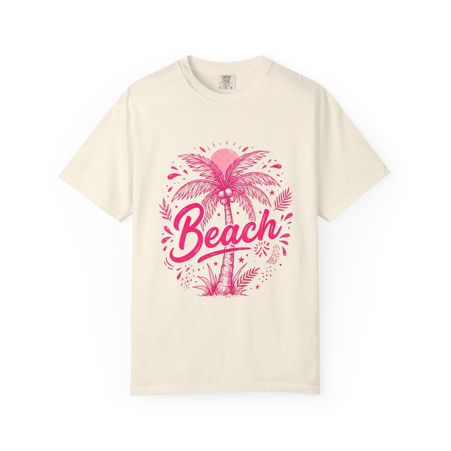 Beach Palm T-Shirt — Pink Tropical Vacation Tee - Comfort Colors
