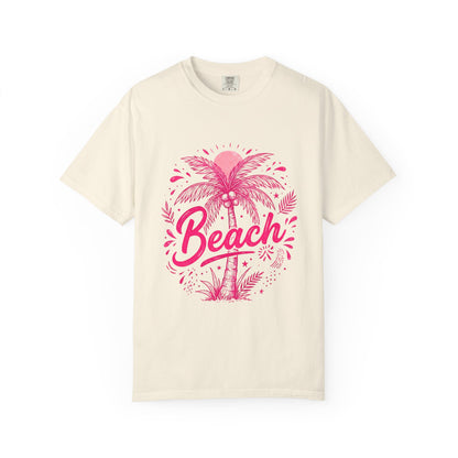 Beach Palm T-Shirt — Pink Tropical Vacation Tee - Comfort Colors