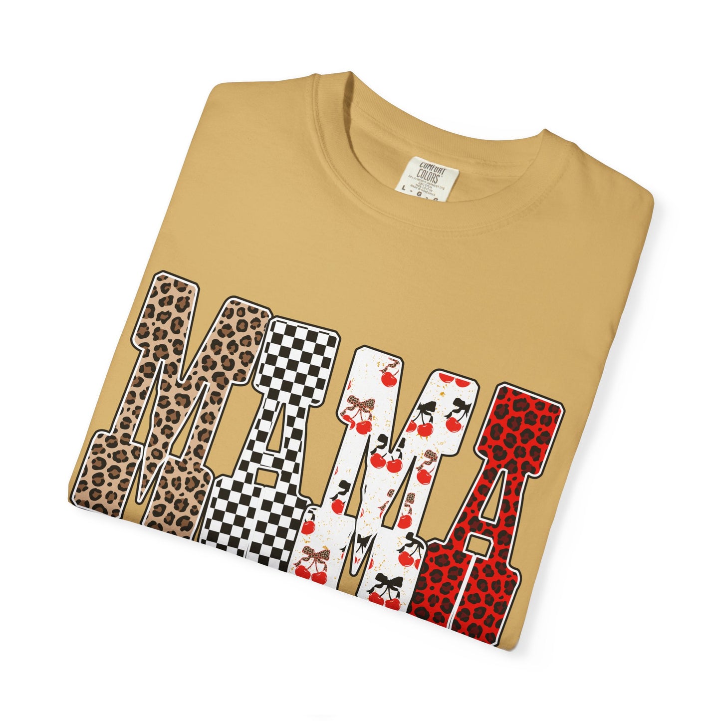 MAMA Leopard, Checkerboard & Cherry Graphic T-Shirt
