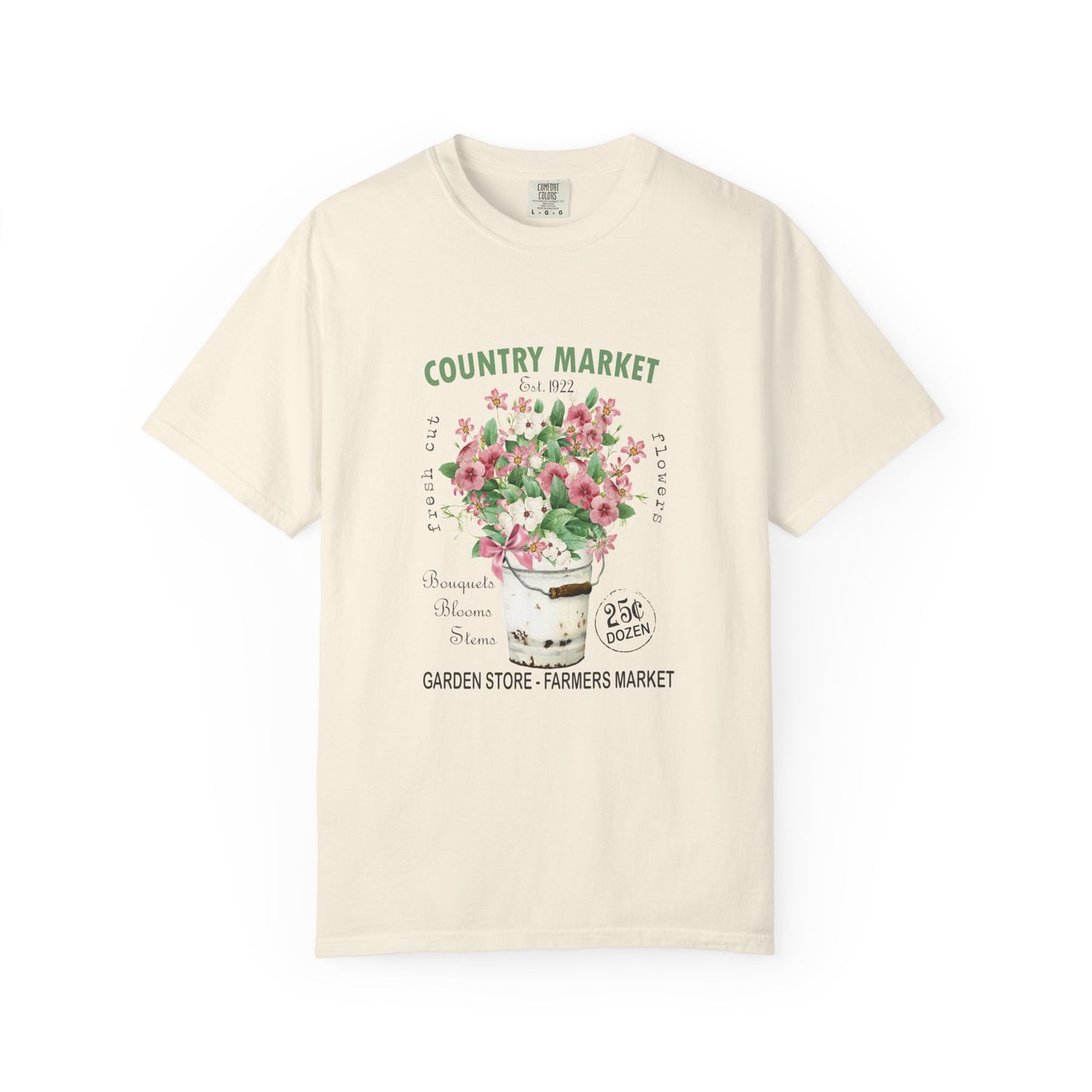 Country Market Floral T-Shirt — Garden Store Farmers Market Bouquet Tee - Comfort Colors
