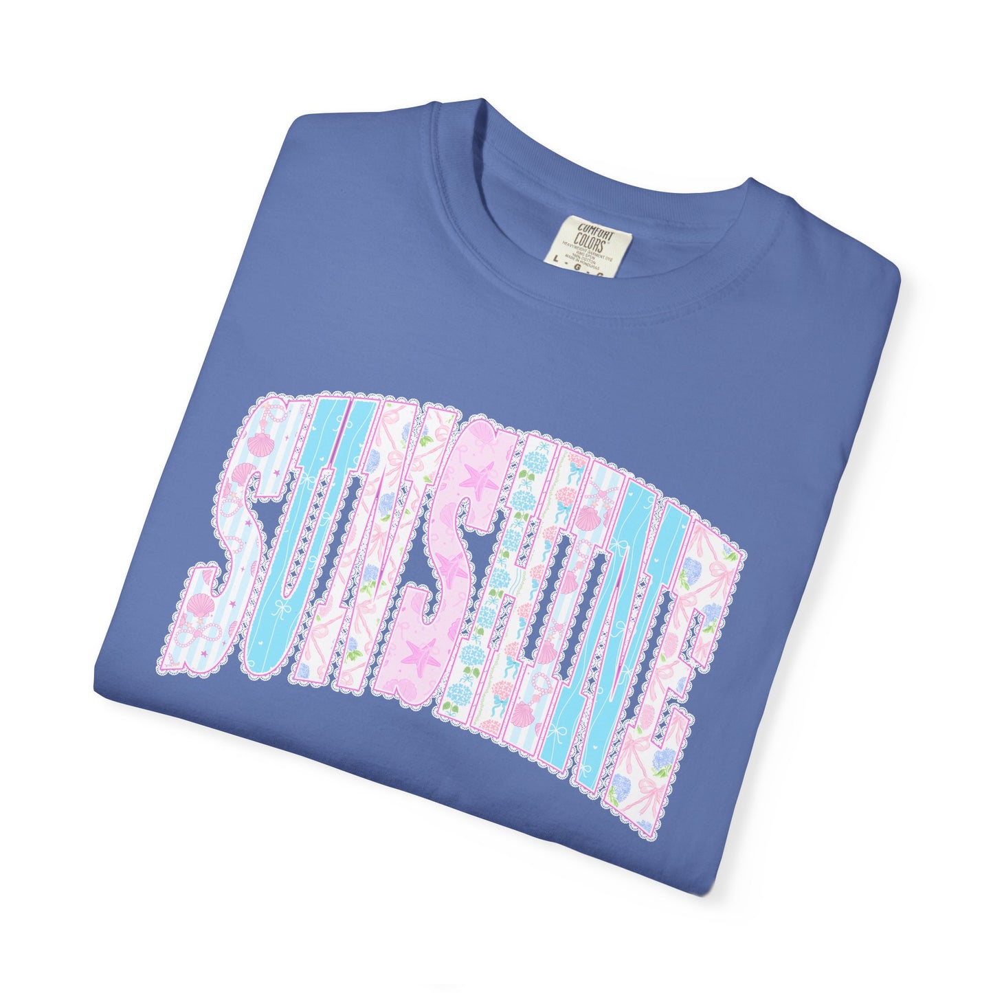 Sunshine Retro Logo T‑Shirt — Pastel Floral Surf Vibes