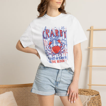 Crabby Beach T-Shirt — "Please Return to the Beach" Coastal Graphic Tee - Comfort Colors