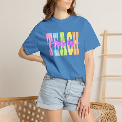 Peace Vibes Rainbow Graphic T-Shirt — 'Peace Out' Retro Stripe Tee - Comfort Colors