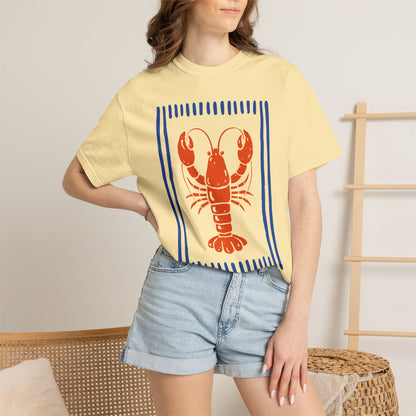 Lobster Block Print T-Shirt — Nautical Summer Tee