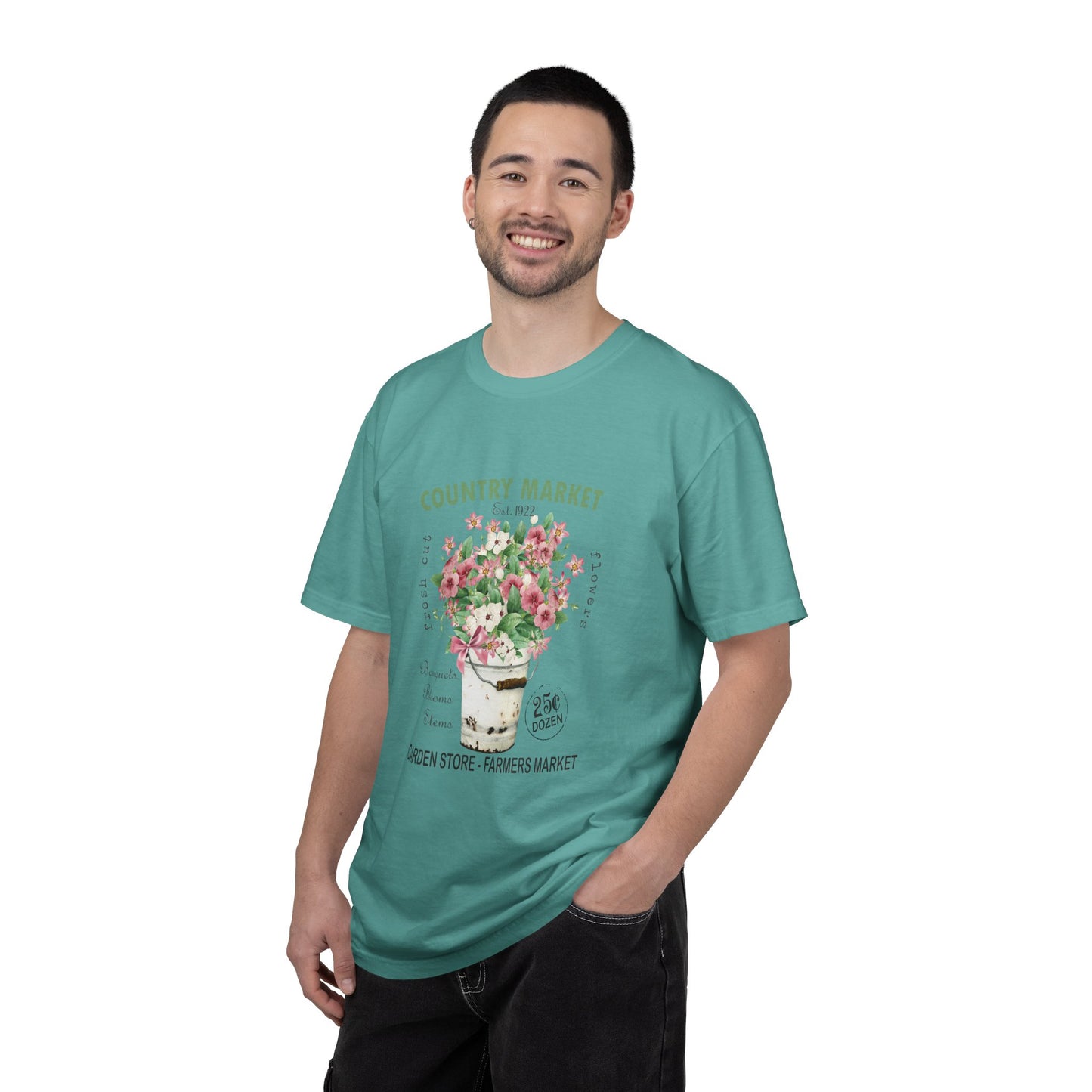 Country Market Floral T-Shirt — Garden Store Farmers Market Bouquet Tee - Comfort Colors