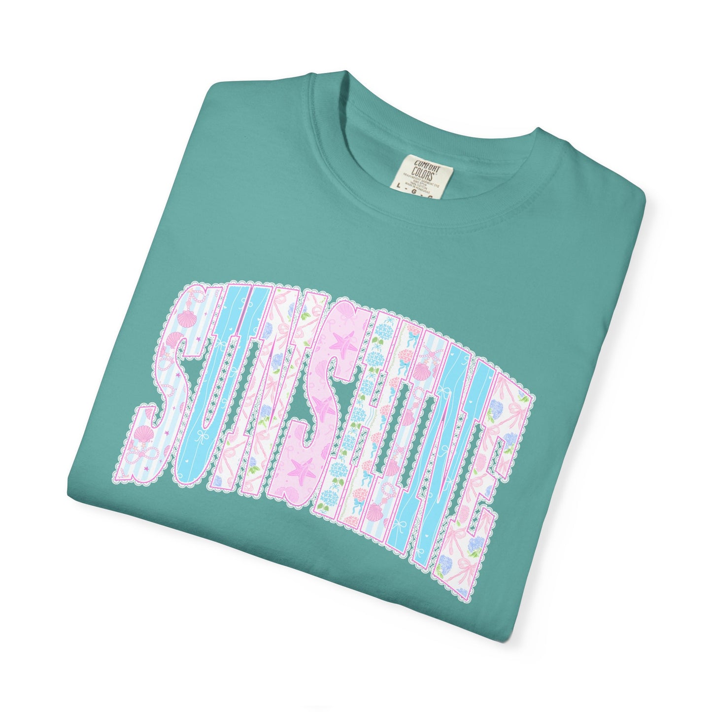 Sunshine Retro Logo T‑Shirt — Pastel Floral Surf Vibes
