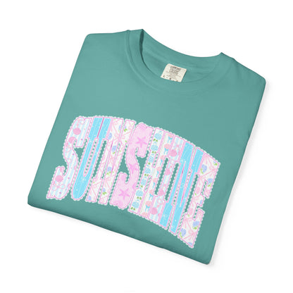 Sunshine Retro Logo T‑Shirt — Pastel Floral Surf Vibes