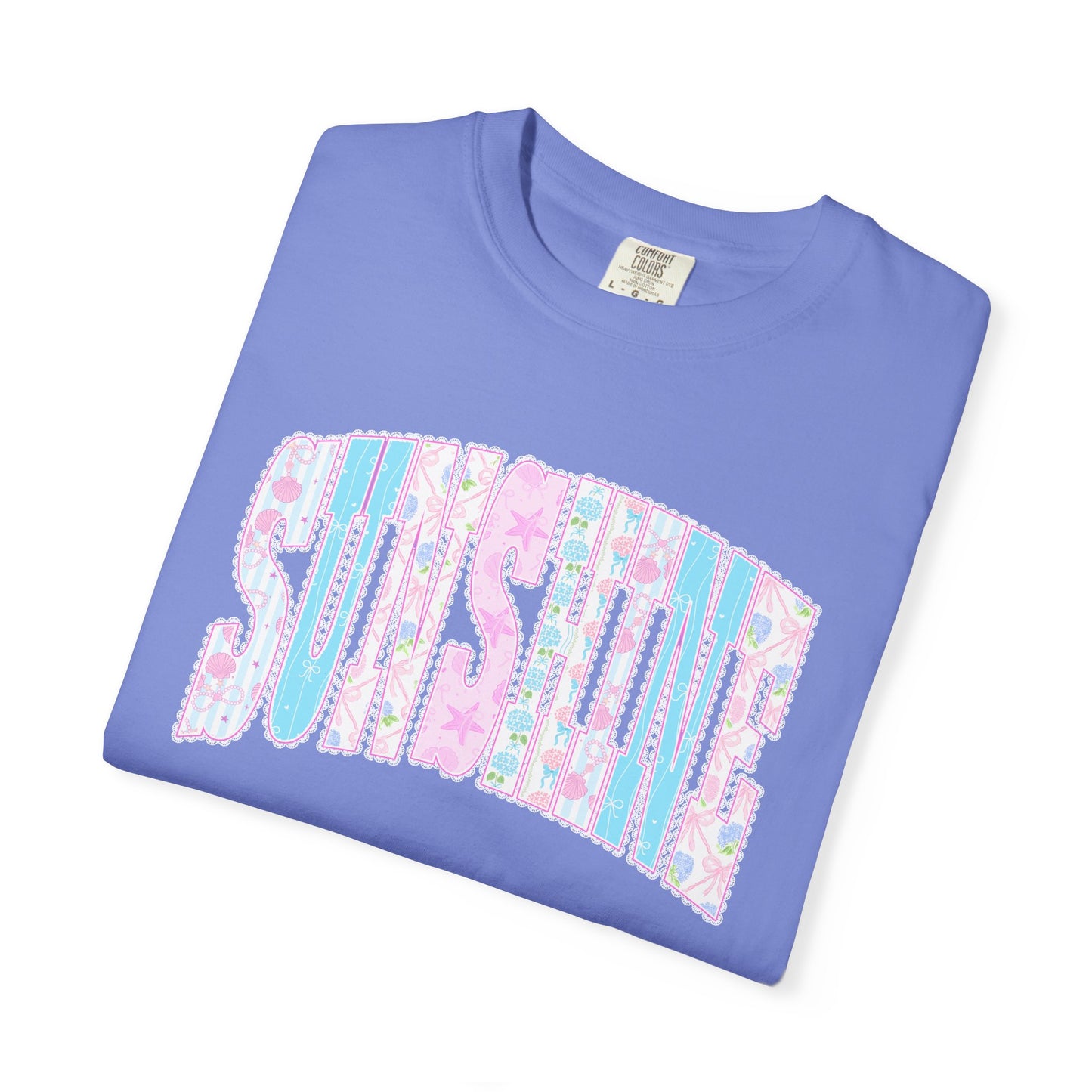 Sunshine Retro Logo T‑Shirt — Pastel Floral Surf Vibes