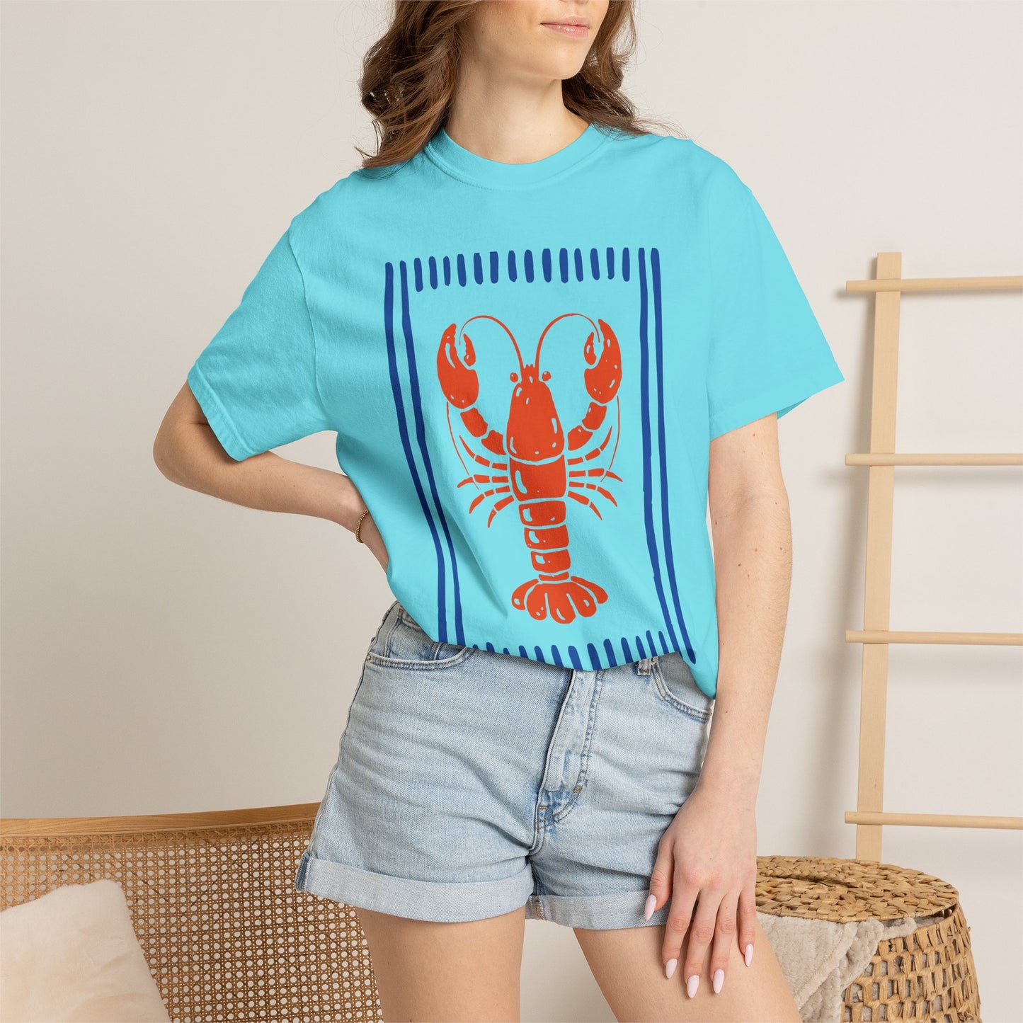 Lobster Block Print T-Shirt — Nautical Summer Tee