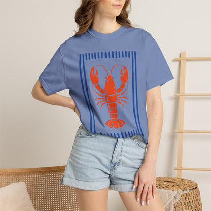 Lobster Block Print T-Shirt — Nautical Summer Tee